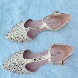 *SOLD*Champagne Glittery Flats with Ankle